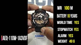 Casio AEQ110W1A3VDFyoutubeflow casio digital watch [upl. by Llerdnad543]