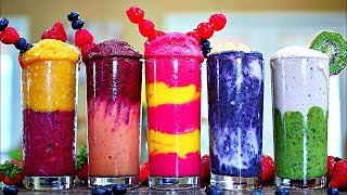 5 Tropical Smoothie Recipes  Healthy Fruity Smoothies [upl. by Nirrej]