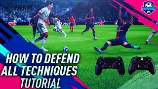 FIFA 19 DEFENDING TUTORIAL BEST WAY TO TACKLE JOCKEY amp APPLY PRESSURE HOW TO DEFEND [upl. by Brendin]