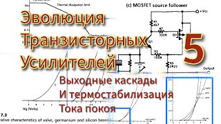 Эволюция транзисторных усилителей 5 Линейность выходного каскада Термо стабилизация тока покоя [upl. by Anires]