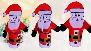 Christmas decoration craft idea Christmas craft idea for school Santa pen stand making using waste [upl. by Akeem]