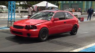 Red Honda Civic Hatch  Racetrac Track Day Drags 2024 [upl. by Lorolla]