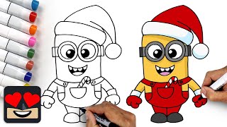 How To Draw Christmas Minion [upl. by Swanhildas]