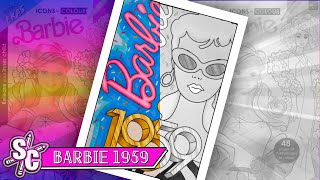 BARBIE 1959 COLOUR ALONG Sophie Colours Issue 1 Icons in Colour Magazine Retro Eras Barbie COLORING [upl. by Airret]