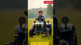 Cute baby tractor in filed🚜 cutebaby runway trending youtubeshorts fyp [upl. by Enylcaj]