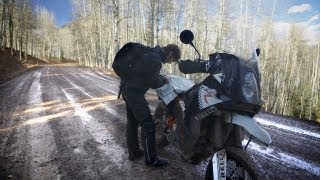 OffRoad in the Snow on a KTM 990 Adventure  RideApart [upl. by Ilatfen599]