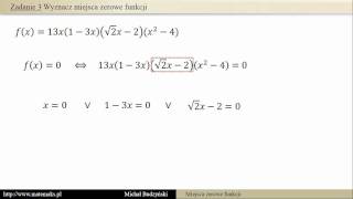Wyznacz miejsca zerowe funkcji  zadanie 3 [upl. by Studner]