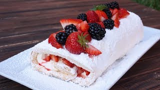 Summer Berry Meringue Cake Roulade  Episode 113 [upl. by Alicsirp]