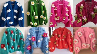 CrochetWoolen Sweater Design For Girls🌛Crochet CardiganCrochet JacketWoolen SweaterknittingDesign [upl. by Nolyag101]