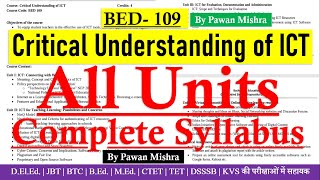 Critical Understanding of ICT  BED 109  Complete Syllabus  BEd Semester 1  By Pawan Mishra [upl. by Paynter]