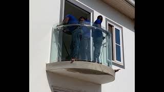 Construction in GhanaCurve glass Balustrade [upl. by Ellehcim]