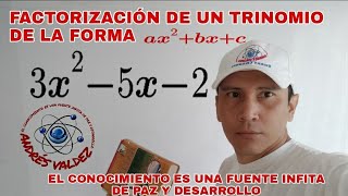 FACTORIZAR UN TRINOMIO DE LA FORMA ax2bxc  Álgebra de Baldor ejercicio 100 problema 2  3x25x2 [upl. by Suolhcin]