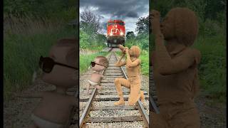 Funny train vs sand sculpture special effects on the dancing joker train driver half train vfx [upl. by Elbert]