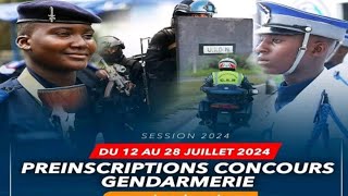 Concours DEntrée A La Gendarmerie 2024  Calendrier amp Conditions de Candidature  Préinscription [upl. by Ainaznat]