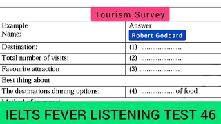 Ielts fever listening test 46  Tourism survey  Robert goddard [upl. by Ainod482]