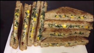 Cafe Style Spinach amp Corn Sandwich Recipe  Crispy amp Healthy Spinach Corn Sandwich [upl. by Akel]