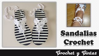 Sandalias tejidas a crochet para mujer 👡 [upl. by Eekaz]