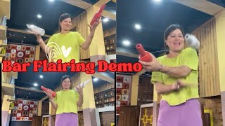 BAR FLAIR DEMO  FIRST TRY  LADY BARTENDER NEPAL  BAR SKILLS  BAR FLAIRING  FBA DAMAK [upl. by Mikes]