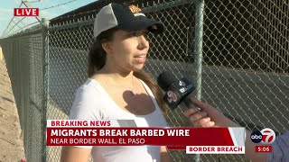 Unrest as migrants gather along the border in El Paso [upl. by Nahsab]