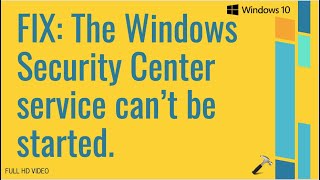 Solved The Windows Security Center service can’t be started [upl. by Yrod]