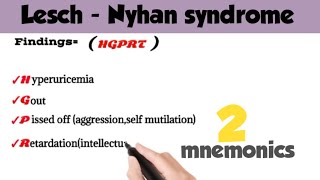 Lesch  Nyhan syndrome  lesch nyhan syndrome etiology findings treatment  medicalmnemonics786 [upl. by Aicilaf]