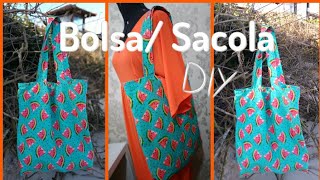 Bolsa Sacola grande de Praia mercado academia Fácil DIY [upl. by Trimmer]