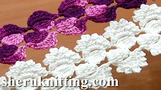 Crochet Lace Ribbon Tape How to5Treble Crochet Cluster [upl. by Melloney]