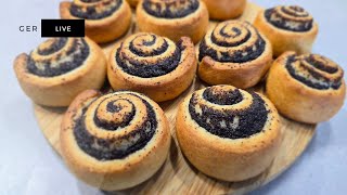 SUPER EASY ☕️☕️ Poppy seed rolls with curd oil dough Mohnschnecken super einfach und schnell [upl. by Procora]