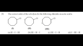 Q7 ‖ Solvolysis Reaction ‖ Rate of Solvolysis of Chlorides in Acetic acid [upl. by Reinar]