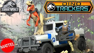 Mattel Jurassic World Search ‘N Smash Truck Set Review Dino Trackers [upl. by Htebesile431]