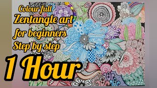 Zentangle art for beginners step by stepfloral pattern howto ytviralcolourful creativerelaxing [upl. by Oruasi]