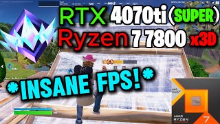 RTX 4070 Ti SUPER  Ryzen 7 7800x3d  FPS TEST 🔥 in Fortnite Season 4  Performance Mode 1080p [upl. by Enogitna]