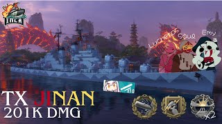 JINAN 200K DMG 2kills gamer worldofwarships worldofwarshipsreplays [upl. by Htrag464]