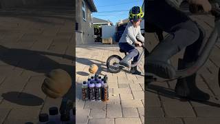 Pumpkin Bike Bowling 🎳🎃 balancebike backyardtrack skids optoutside [upl. by Behn]