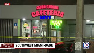 Stabbing outside MiamiDade restaurant police search for suspect [upl. by Airelav]