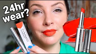 New MAC Locked Kiss 24hr lipstick review amp wear test [upl. by Oruhtra]