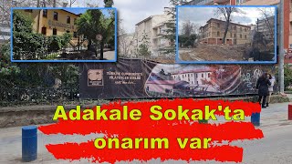 Adakale Sokak tarihi binalar onarımda Vilayetler birliği Ziraat bankası 19022024 [upl. by Jacynth]