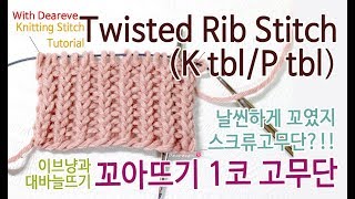 이브냥 대바늘 무늬 14 꼬아뜨기 고무단뜨기Twisted Rib Stitch K tbl P tbl 왼손 오른손 니팅 목도리 무늬 추천 [upl. by Nylqcaj]