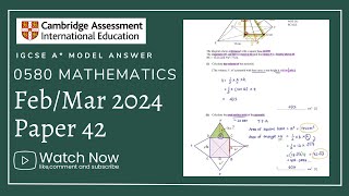 IGCSE Mathematics Paper 42  FebMar 2024  058042FM24 Q17 [upl. by Clio]