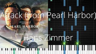 🎹 Attack from Pearl Harbor Hans Zimmer Synthesia Piano Tutorial [upl. by Patrica644]