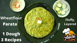 Paneer Palak Parata 1 Dough 3 Recipes No Onion Easy Lunch Ideas [upl. by Eceirehs]