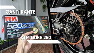 PASANG RK CHAIN 520 MRU UW RING UNTUK KTM DUKE 250 ABS 2018 [upl. by Ruggiero]