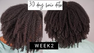 30 day hair detox  Week 2  no raw oil no raw butter natural hair  Water product ratio [upl. by Jeramie]