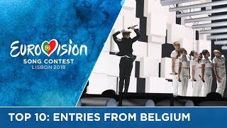 TOP 10 Entries from Belgium at the Eurovision Song Contest [upl. by Yelrebmyk]