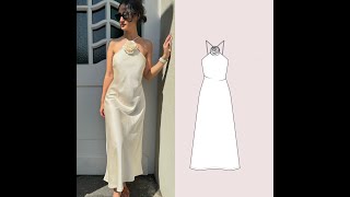 Sewing Tutorial Halter Neck Midi Dress With Flower Accessory [upl. by Dag]