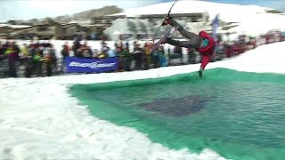 Insane Ski Fail at Crested Butte Slush Huck  Pond Skimming [upl. by Gilus]