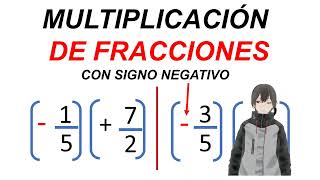 Multiplicación de fracciones con signo negativo como se hacen [upl. by Bobbi487]