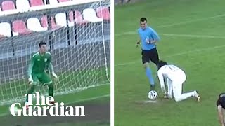 Cheeky onestep penalty in final moments of Croatian football match [upl. by Vivianna]