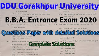 DDUGU BBA Entrance Exam 2020 Questions with detailed solutions  Questions Paper solutions [upl. by Wernsman]