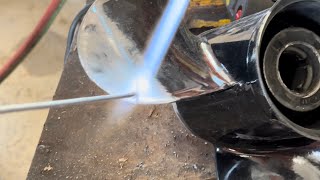 Testing harbor freight ￼ aluminum brazing rods to repair a boat propeller [upl. by Anikat465]